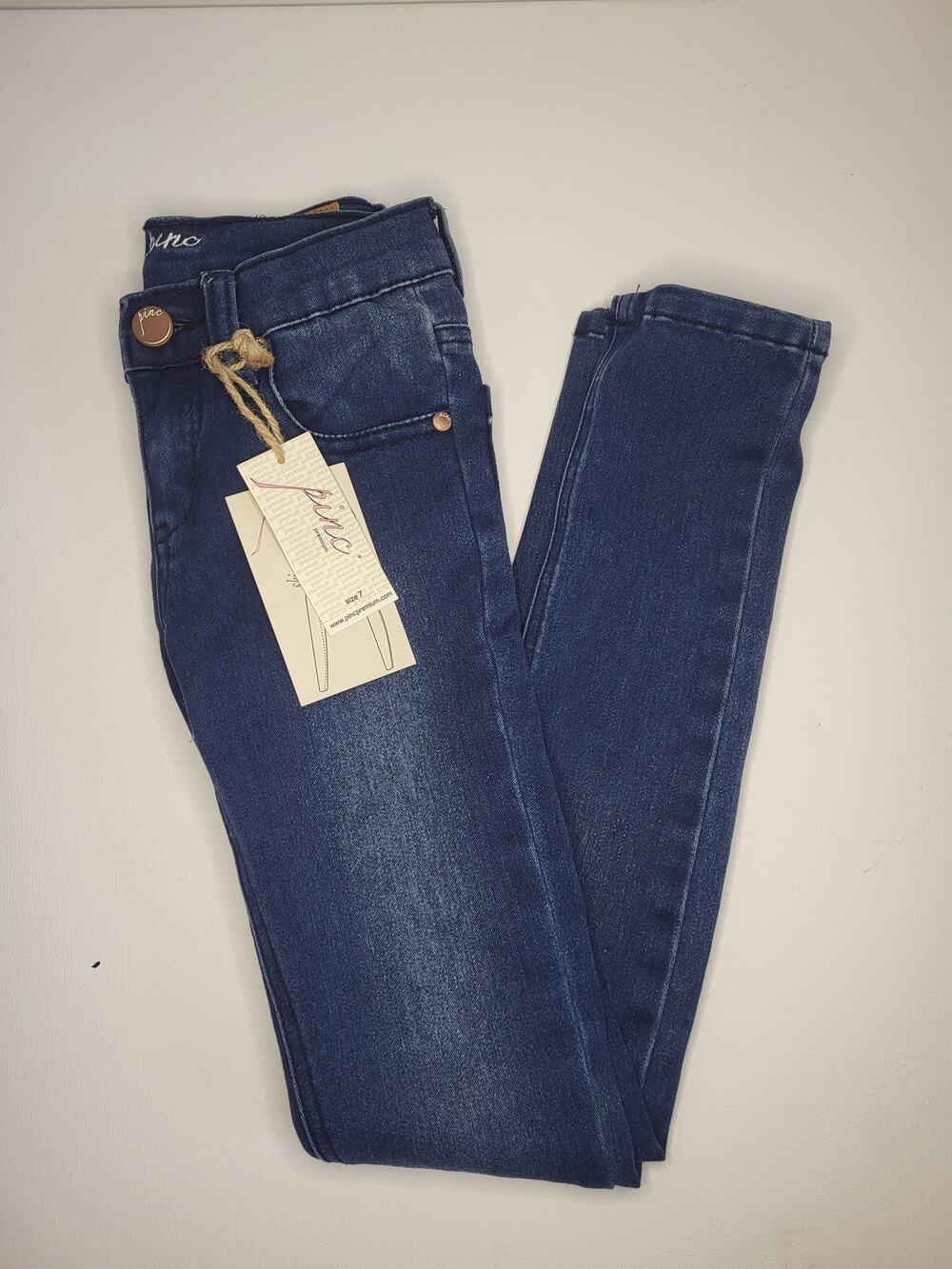NWT Pinc Premium Girls Medium Wash Stretch Denim Skinny Jeans (Size 7)